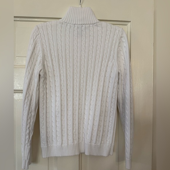 Lauren Ralph Lauren White cable knit full zip sweater crest - Picture 4 of 6